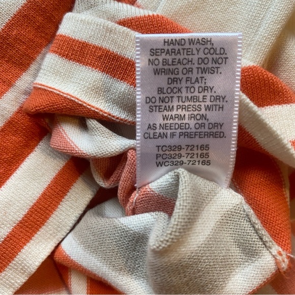 Pendleton Women’s XL Petite Silk Blend Striped Long Sleeve Knit Top Orange Cream - Picture 6 of 11